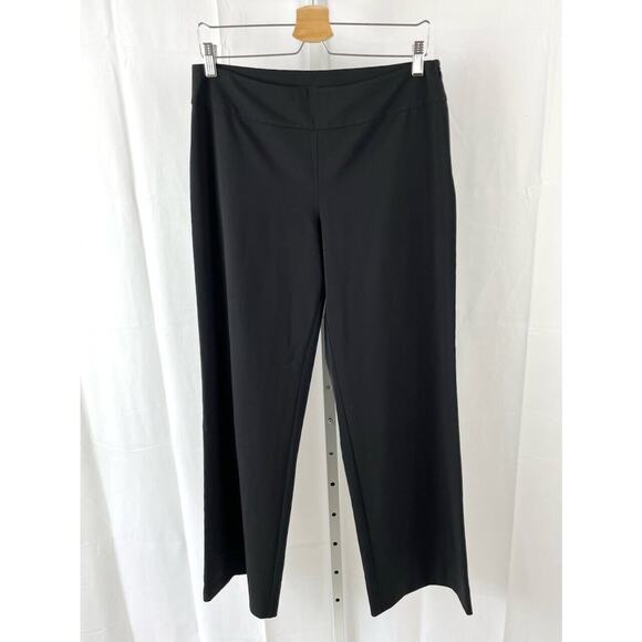 EILEEN FISHER Flat Front Side Zip Pants Wide Leg Trousers Black Size M - Picture 1 of 5